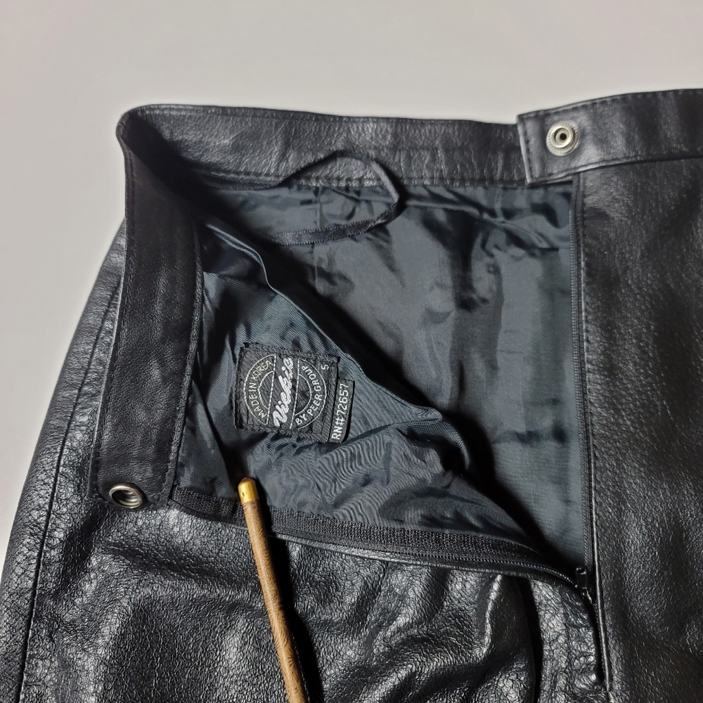 VTG Genuine Leather Mini Skirt, Size Small Biker Moto 90s Vintage - Picture 5 of 9